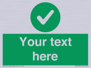 Custom green background, green circle with tick